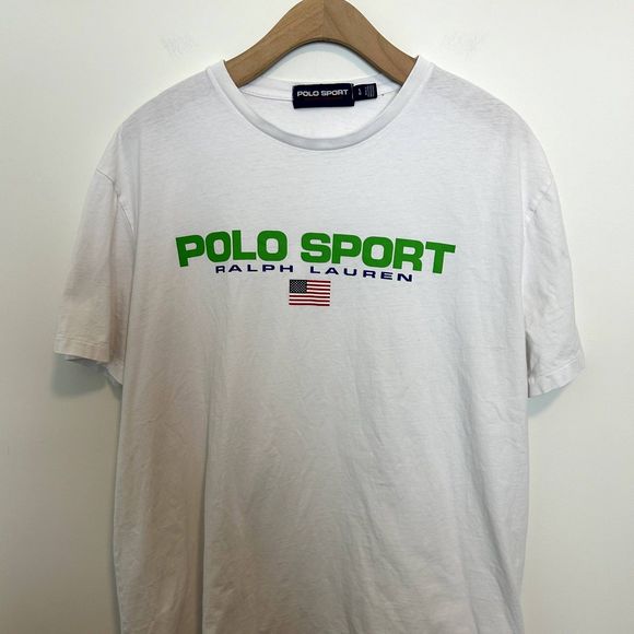 Polo Sport Ralph Lauren Flag Logo Short Sleeve T-shirt Size Large White - Picture 4 of 14